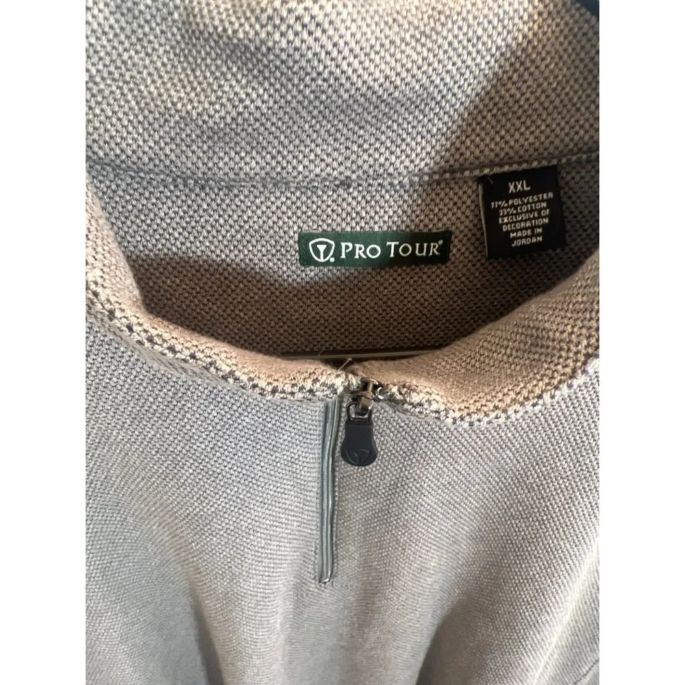 PRO TOUR GOLF GREY XXL MEN'S MOCK NECK 1/2 ZIP SWEATSHIRT